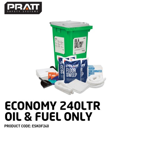 PRATT SPILL KIT ECONOMY 240LTR OIL & FUEL ONLY WHITE LID 